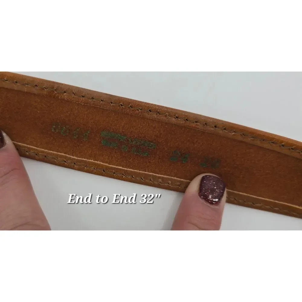 Vintage Tooled Leather Belt with‎ Woven Southwestern Pattern – Size 24